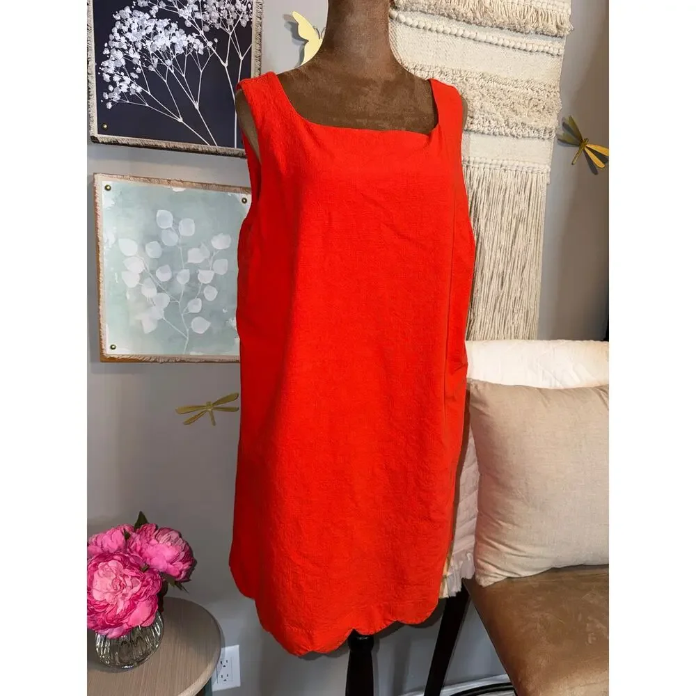 Kate Spade New York Coral Scalloped Shift Dress Large